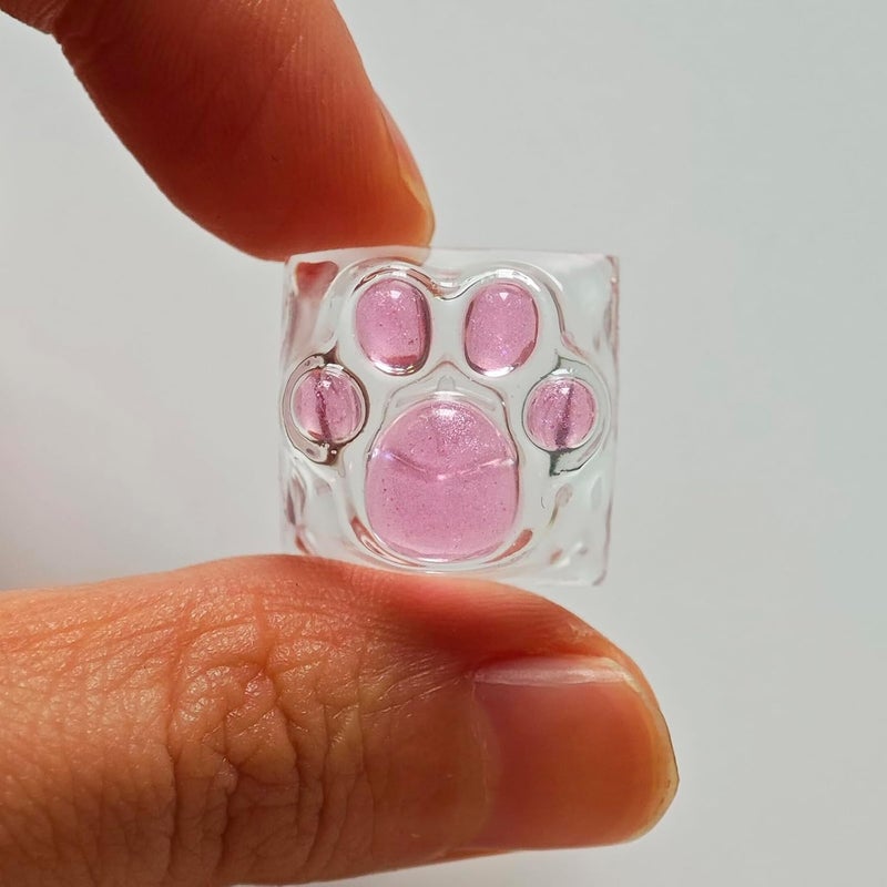 Elacgap Cat Claw Keycap Cute Drip Glue Backlight Keycaps DIY ESC Arrow Key Keycap Replacement for Cherry MX Gaming Mechanical Keyboard (Pink Transparent) - Image 5